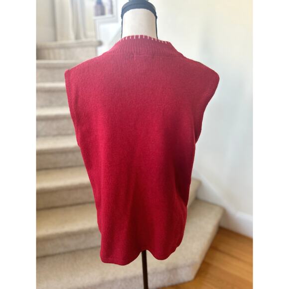 Vintage Patchwork Snowman Candy Cane Red Wool Blend Vest - Picture 2 of 9